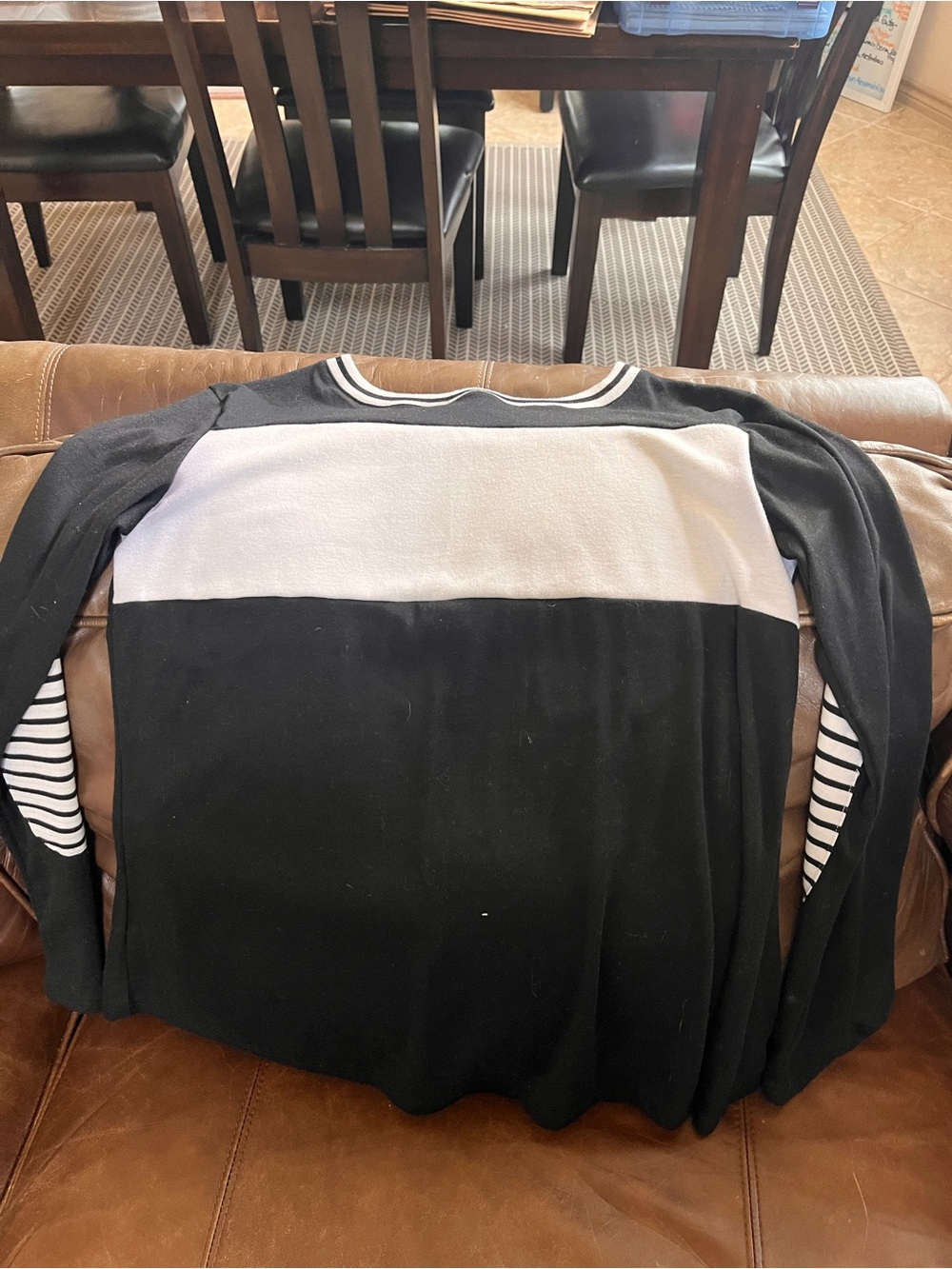 Black and White Colorblock Pullover Sweater